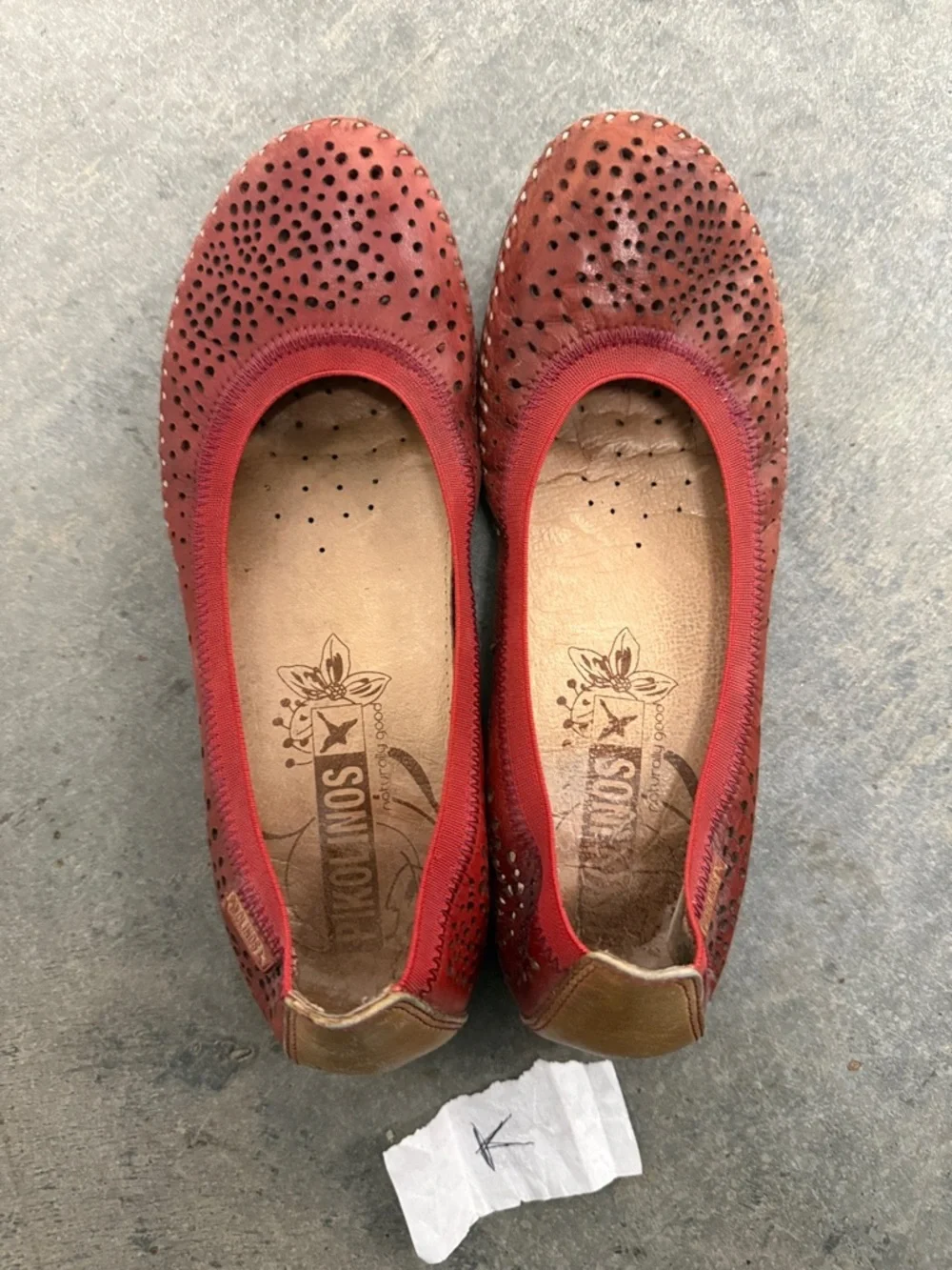 Women’s Red Perforated Leather Ballet Flats